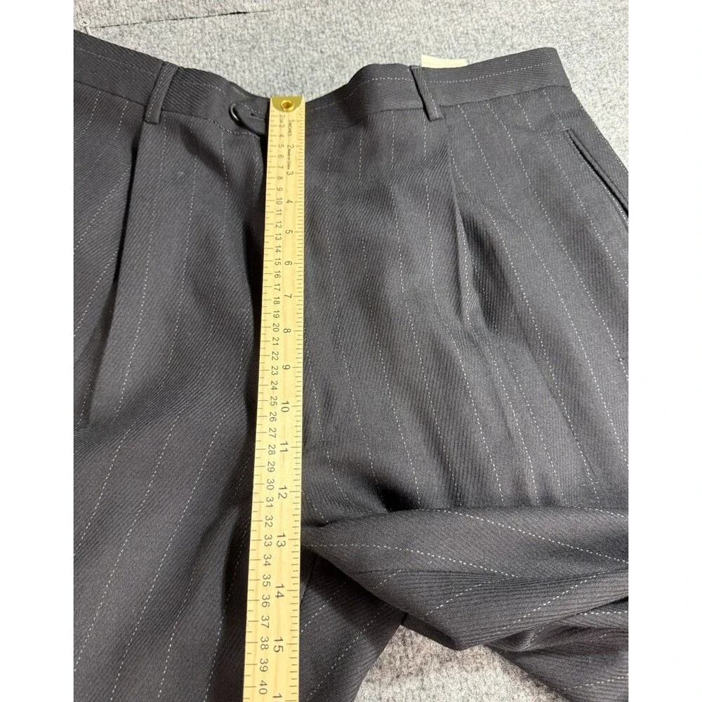 Armani Collezioni Men’s 36x32 Classic Fit Textured Pinstripe Pants – Black